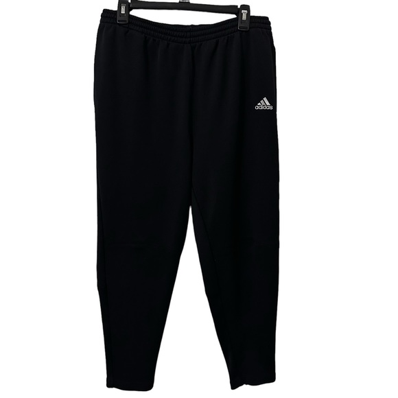 Vintage Adidas Sweatpants Mens Large Black Tapered‎ Zipper Legs Knit - Picture 1 of 8